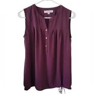 Loft Maroon Sleeveless Blouse
